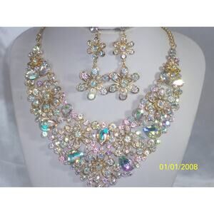 Rhinestone AB necklace set, bridal necklace, prom necklace, drag queen necklace